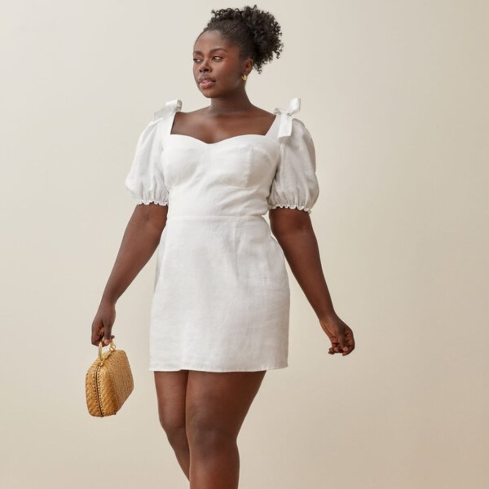 Reformation Spring Linen Dress - White
